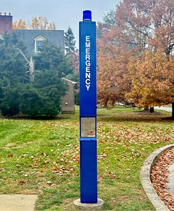 Blue light emergency phone on campus