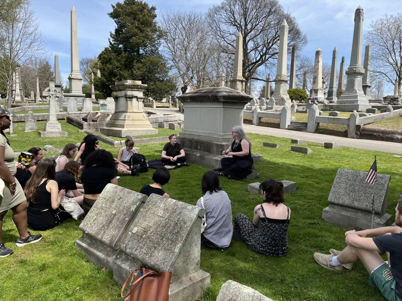 students at Laurel Hill Cemetary