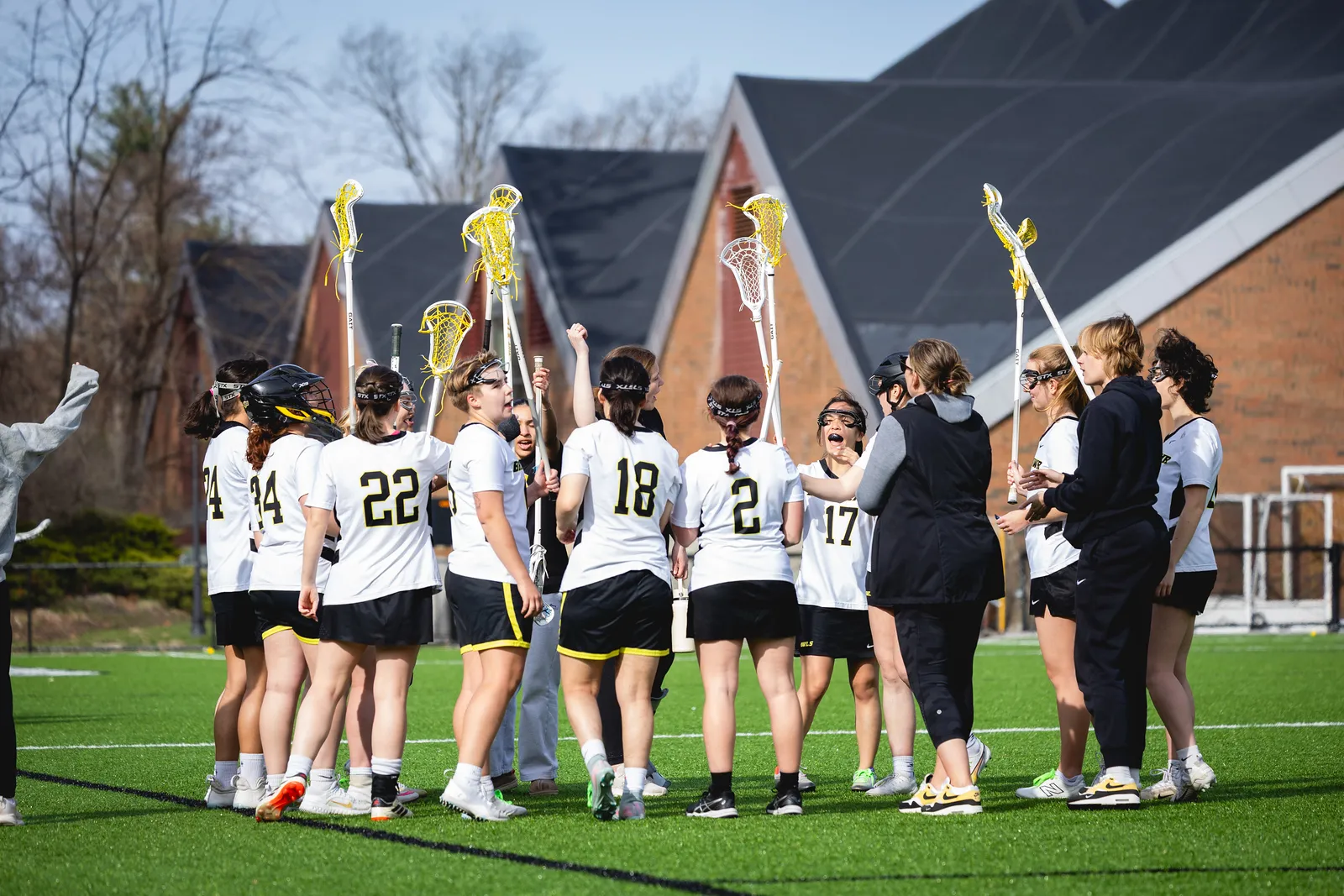 Lacrosse team huddle