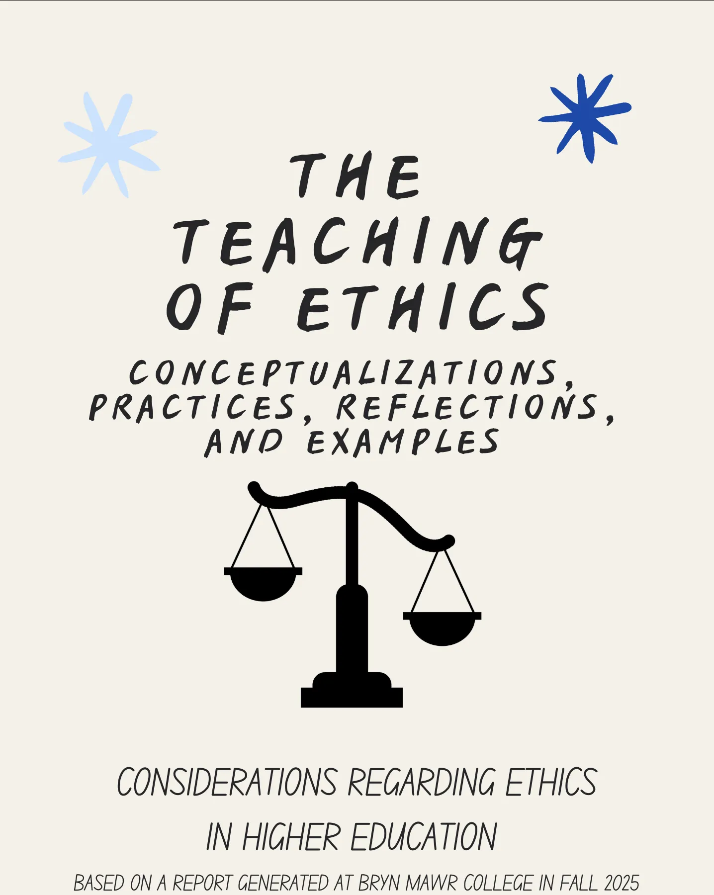White background with justice scale and title "The Teaching of Ethics"