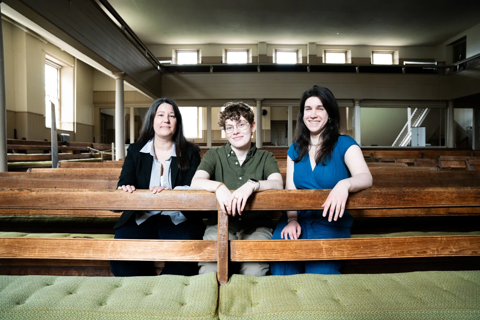 Elizabeth Tinker, Sinclair Brown, and Isabella Dorfman at Arch Street Meeting House
