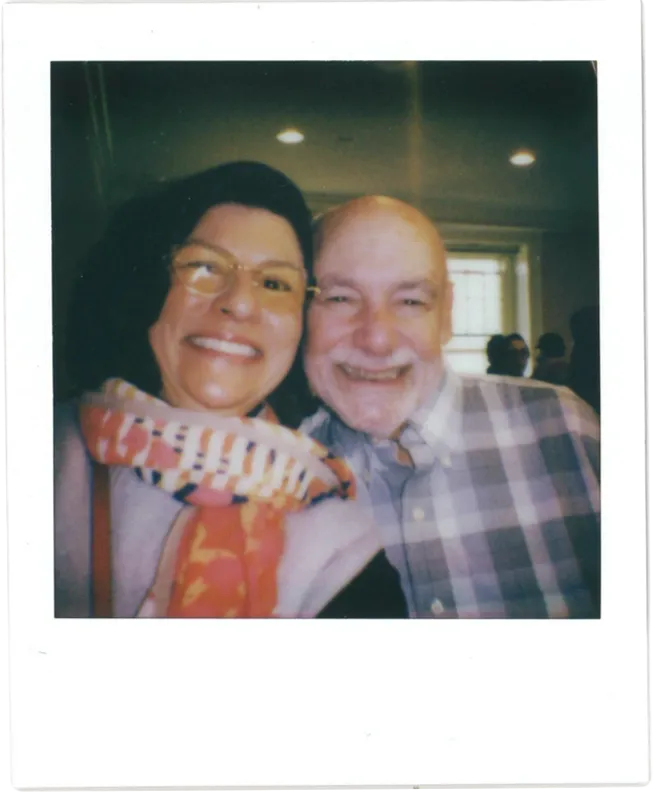 A polaroid of Saskia Subramanian with David Karen