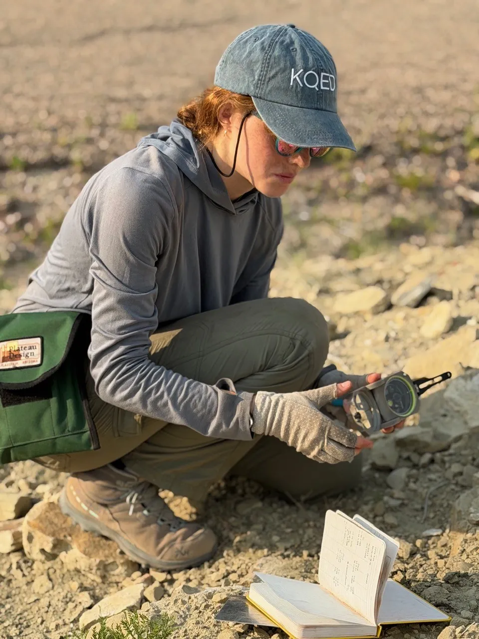 student doing geology field work
