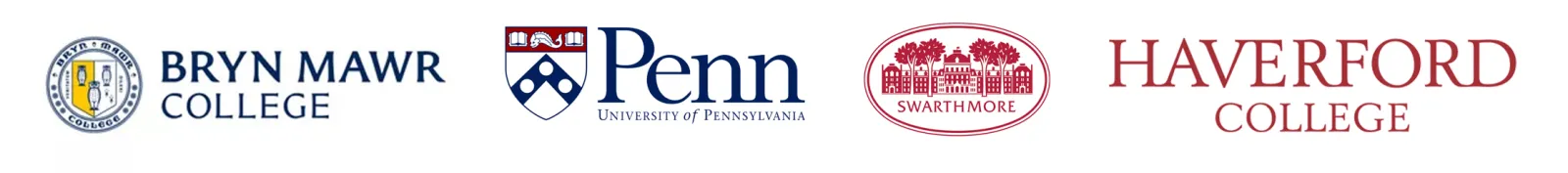 The logos of Bryn Mawr College, the University of Pennsylvania, Swarthmore College, and Haverford College