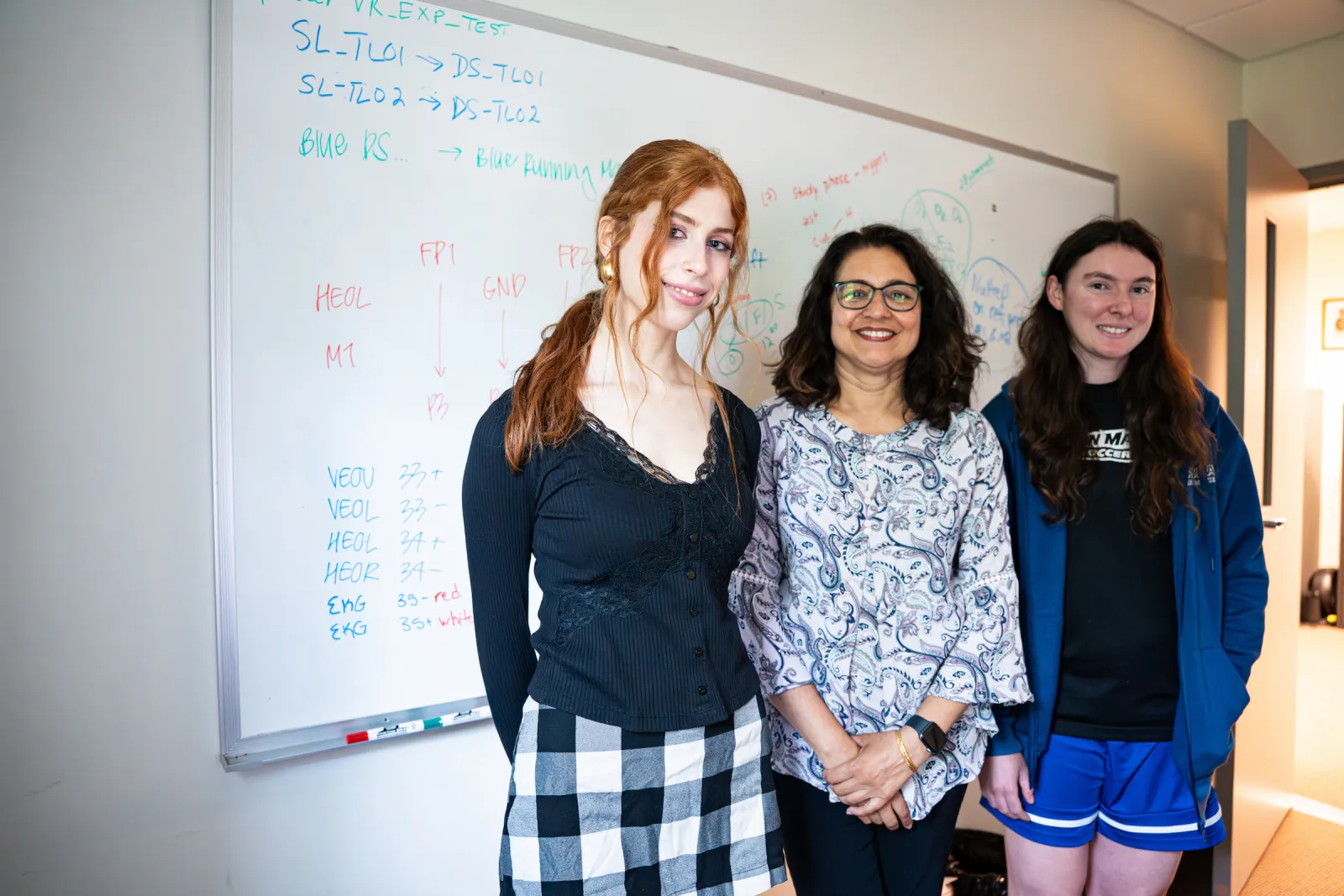 Rebecca Rothstein-Epp '27, Professor Anjali Thapar, and Ciara Grimes '27