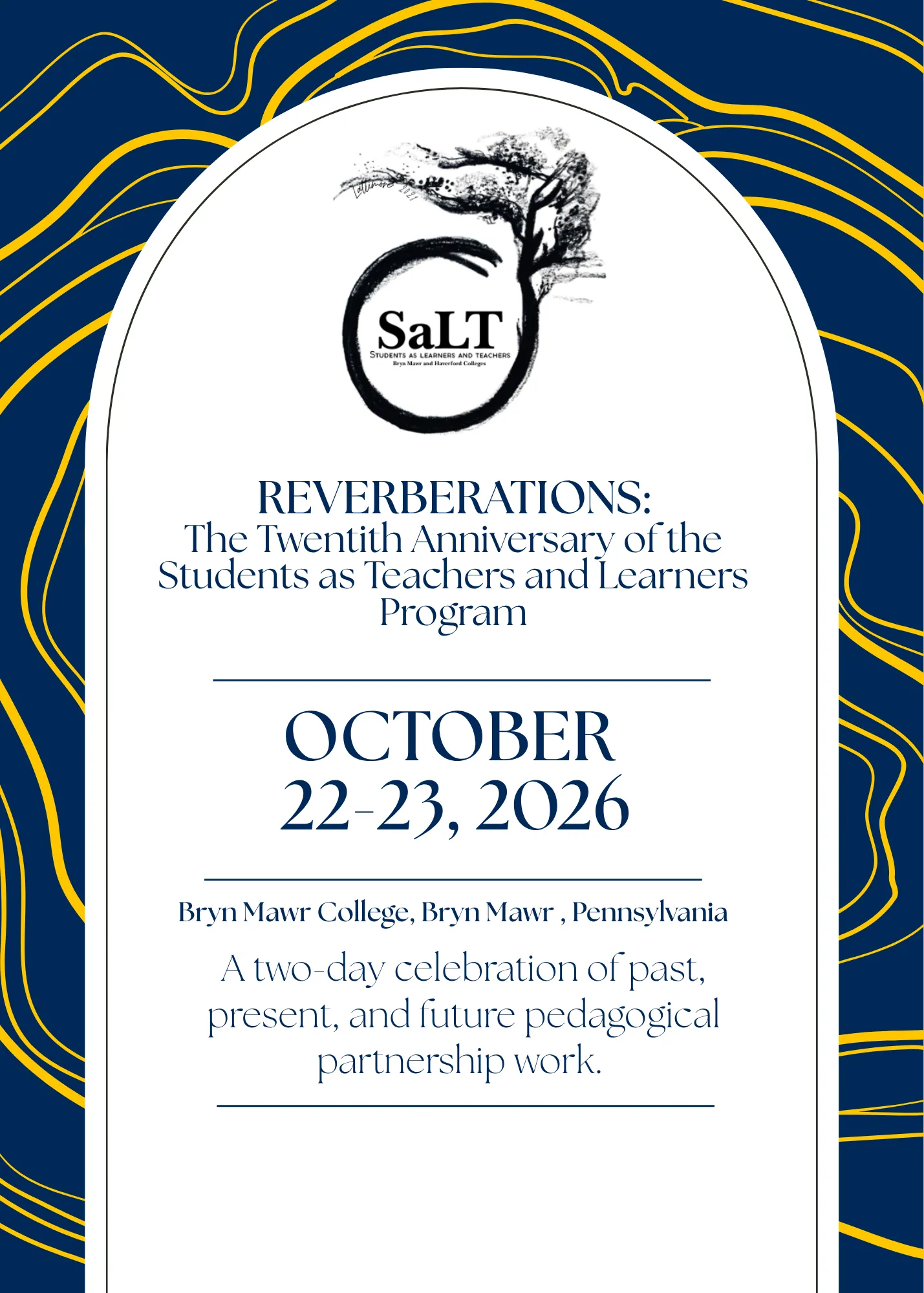 Invitation for SaLT 20th Celebration in October 2026