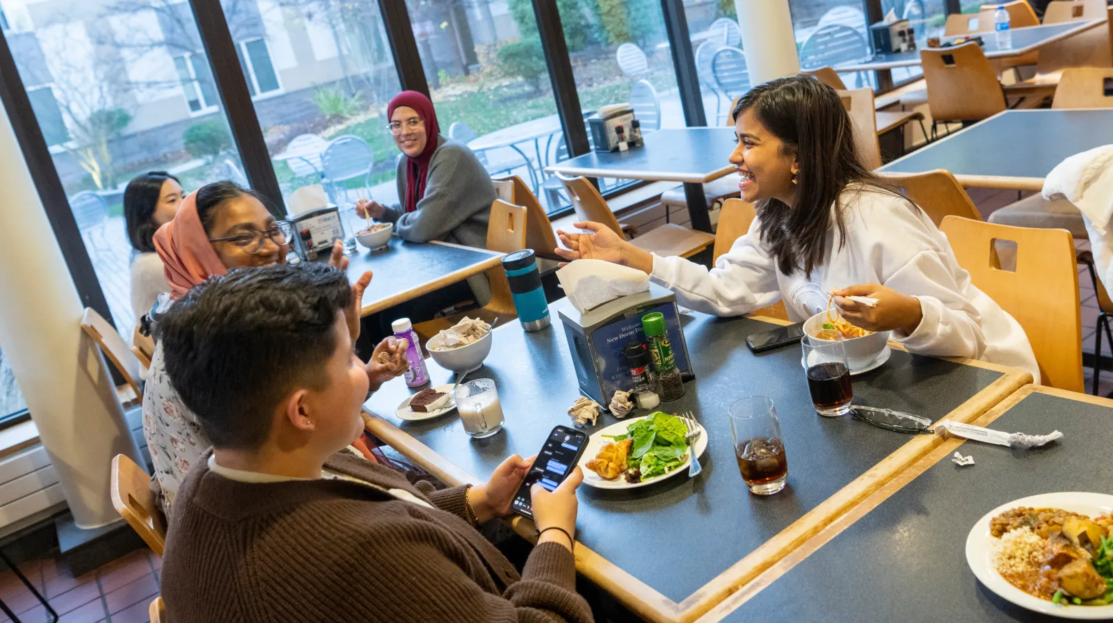 students in the dining hall