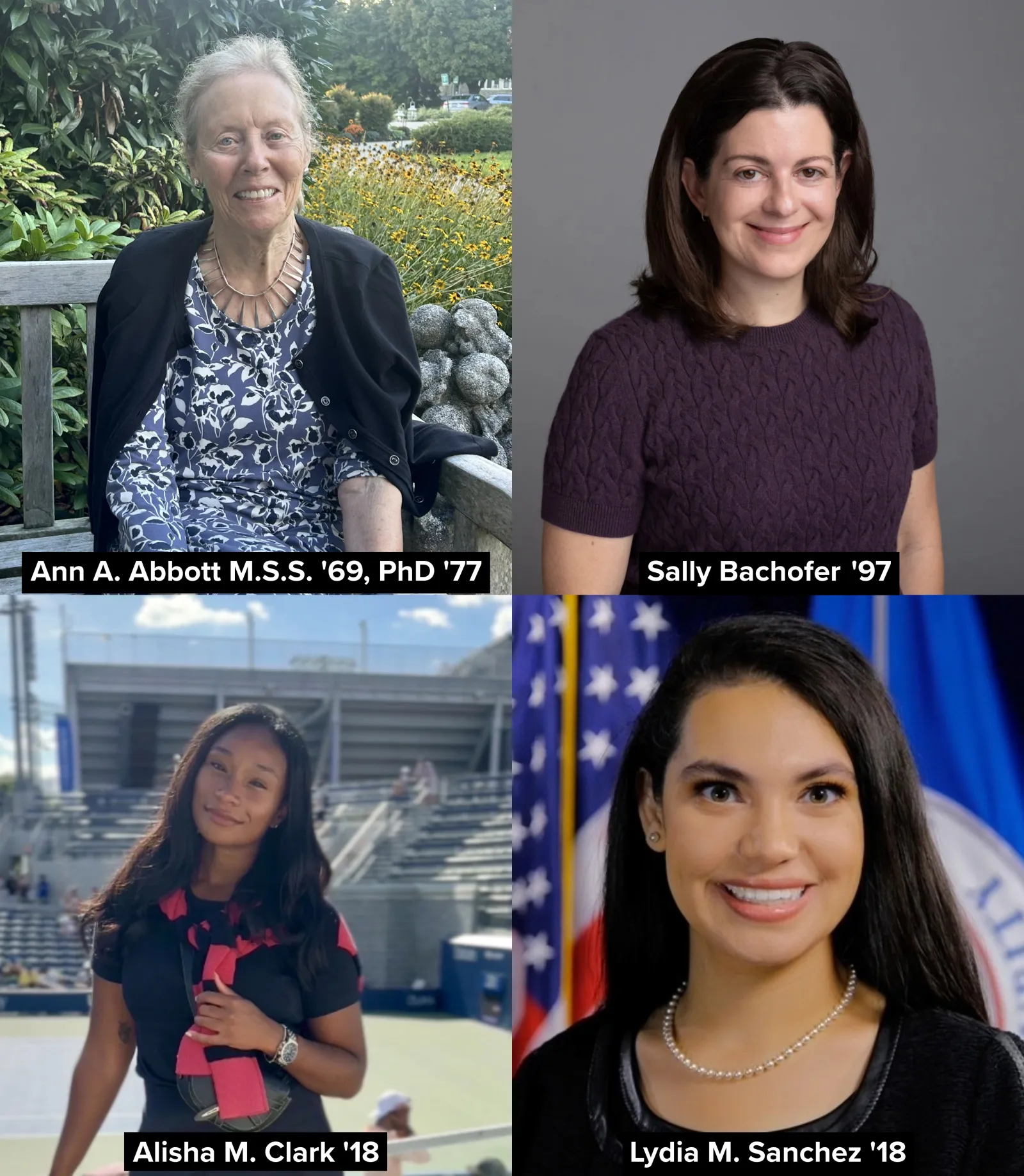 A collage of 4 women's headshots