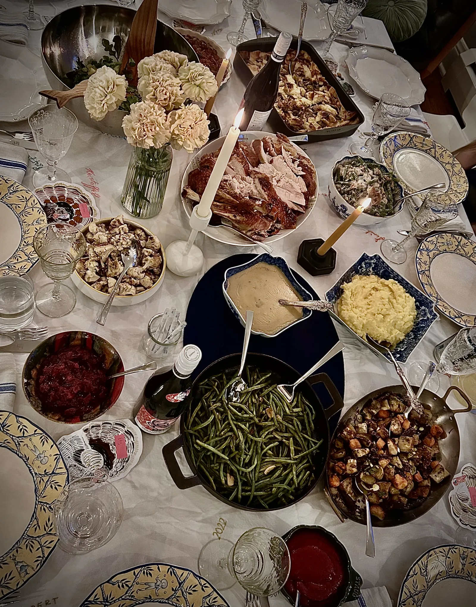 Thanksgiving food on a table