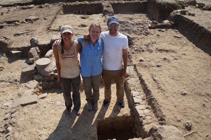 Bryn Mawr Archaeology graduate students Andrew Tharler, Andrea Samz-Pustol, and Kiersten King at…
