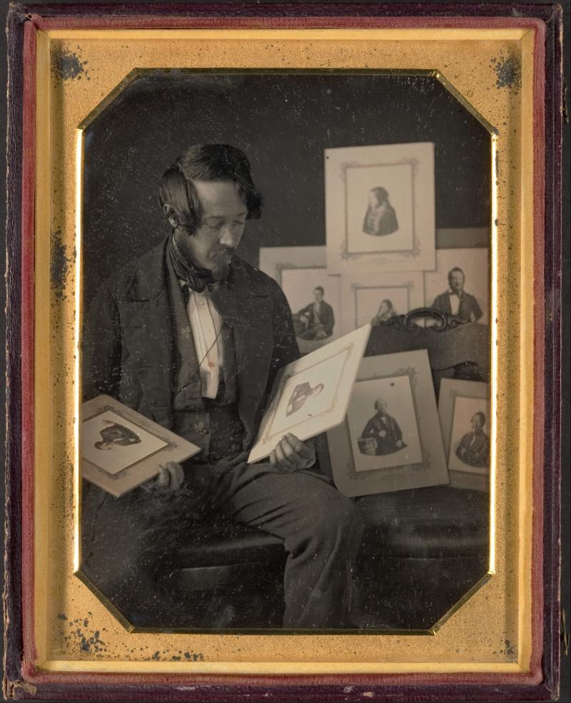 'Frederick Langenheim Looking at Talbotypes.' William Langenheim. ca. 1849–51. Daguerreotype. Met…