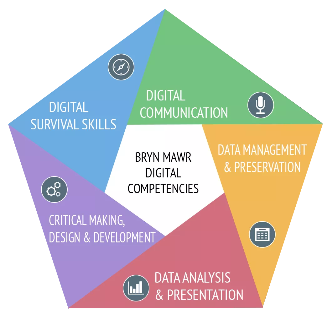 Graphic lists five competencies areas (see text, below).