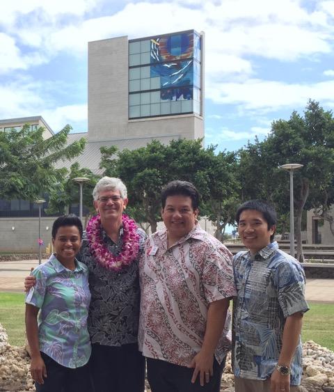 Donnay (center left) with University of Hawaii West O’ahu Assistant Professor of Mathematics…
