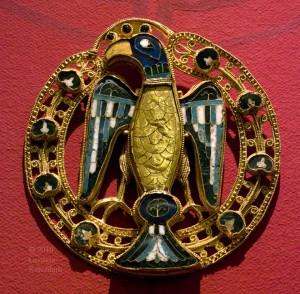 Eagle Fibula from Stadthausstraße/Schusterstraße Mainz; gold, enamel, and sapphire; c.1000; LMM…