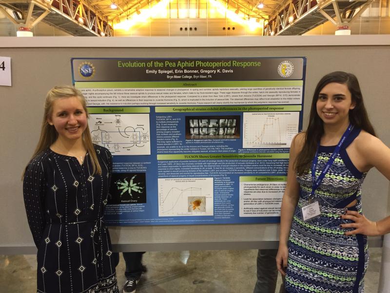 Erin Bronner and Emily Spiegel in front of their poster presentation