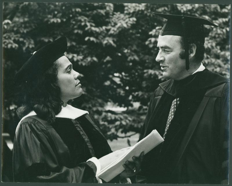 Harris Wofford with Coretta Scott King at Bryn Mawr's Commencement ceremony.
