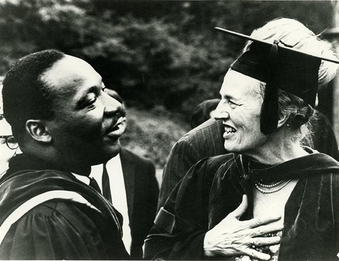 Martin Luther King, Jr., and Bryn Mawr College President Katharine McBride in 1966.