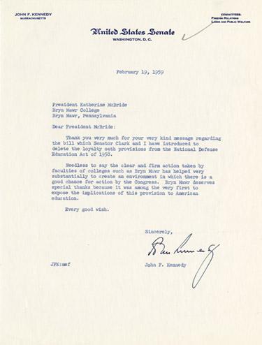 Letter from President Kennedy