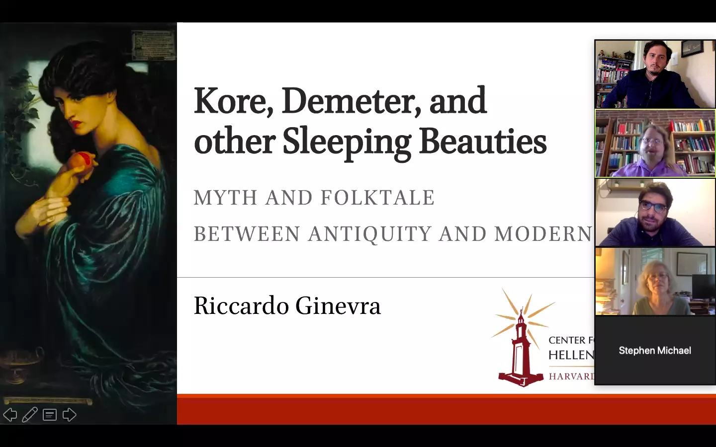 Screen shot of Zoom lecture by Riccardo Ginevra