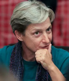 Judith Butler looking thoughtful