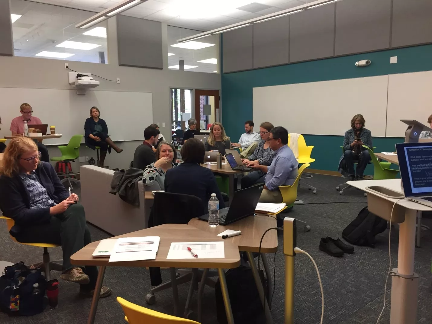 Participants worked together to complete a design thinking activity.