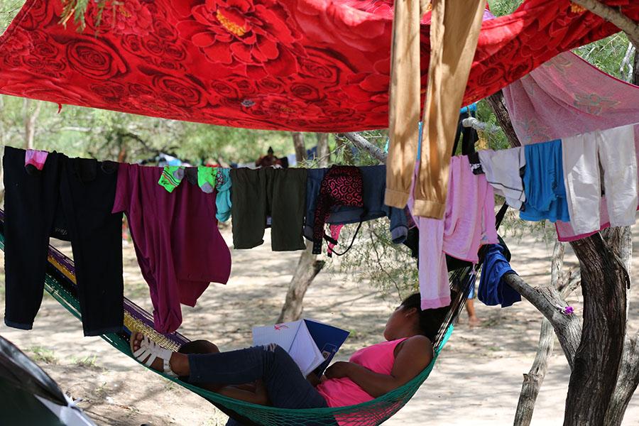 Person laying in a hammock at MPP Camp, Matamoros, Tamaulipas, Mexico, 2019